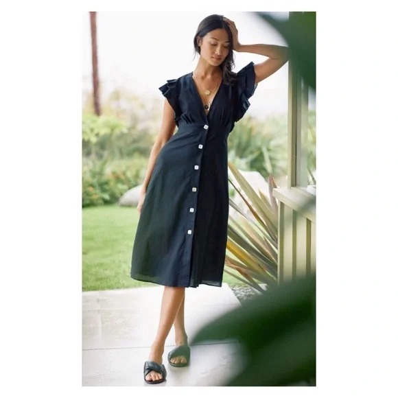 anthropologie/Charlie Holiday | Dresses | Nwt Anthropologie Charlie Holiday  Cherry Ruffled Cut Out Dress In Black Size 4 | Poshmark